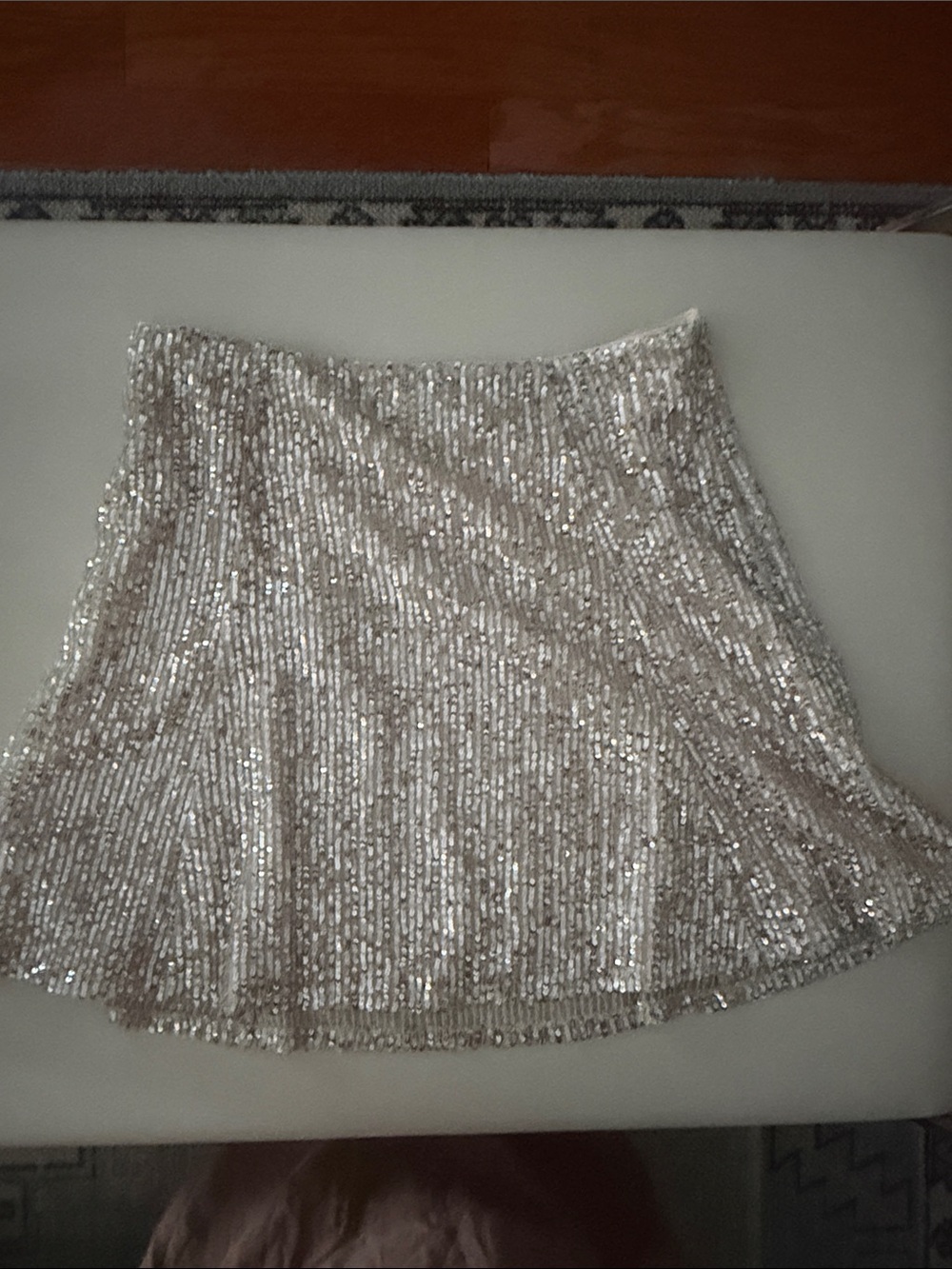 LOFT Sequin Mini Skirt in Champagne Silver